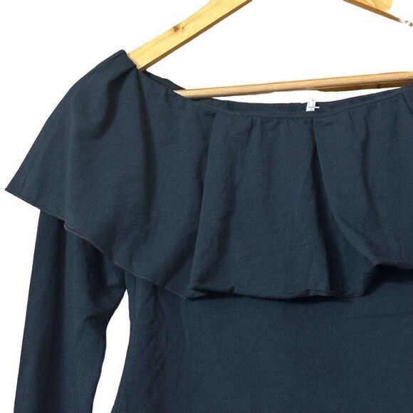 Free people everything always black long sleeve ruffle top black size large new - Picture 9 of 9